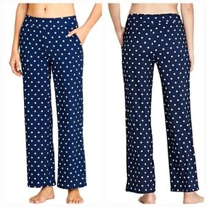 Lands' End Navy Deep Sea Polka Dot‎ Swim Cover Up/Casual Pants Sz L (14-16)